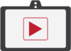 red icon for media player on the screen of a tauri tablet