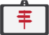 red icon for wayfinding on the screen of a tauri tablet